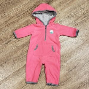 Baby Girl Carter's Hooded Pink Fleece Jumpsuit 3M